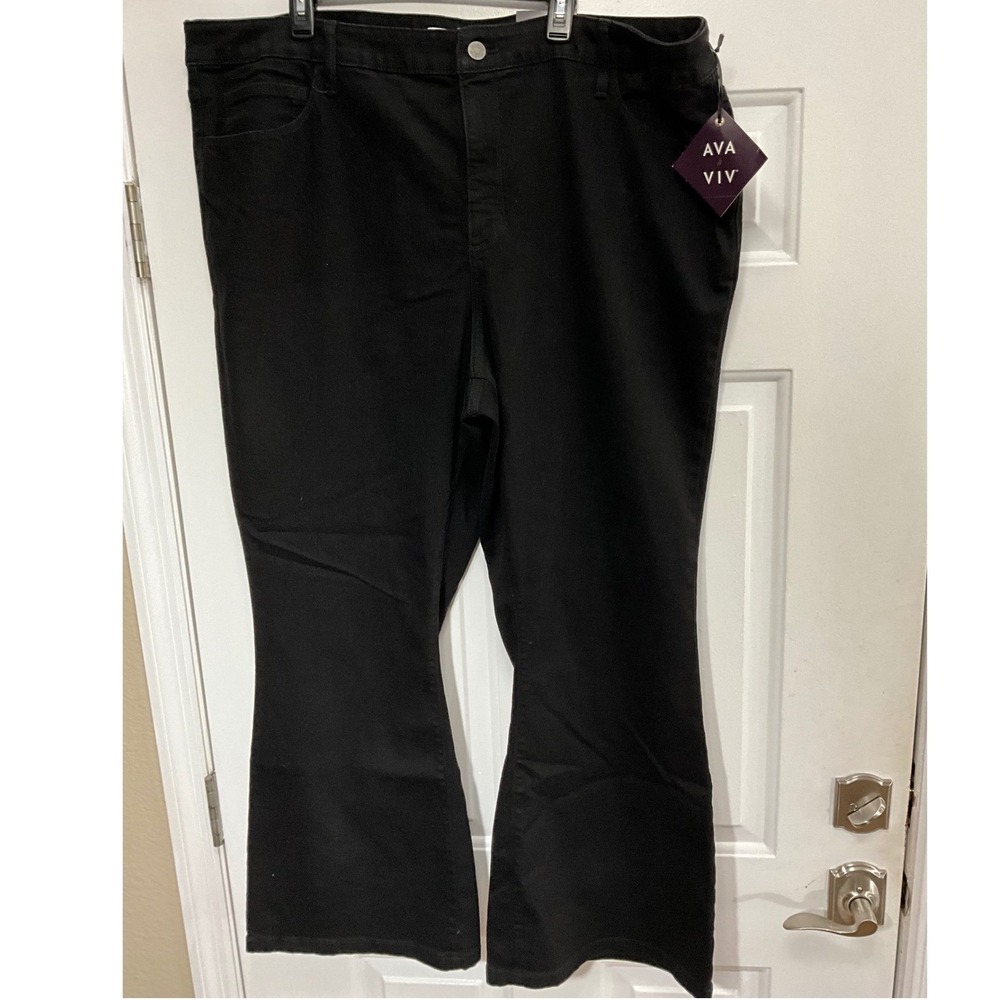 Ava & Viv Black High Rise Flare Jeans No Gap Waistband Size 26 NWT